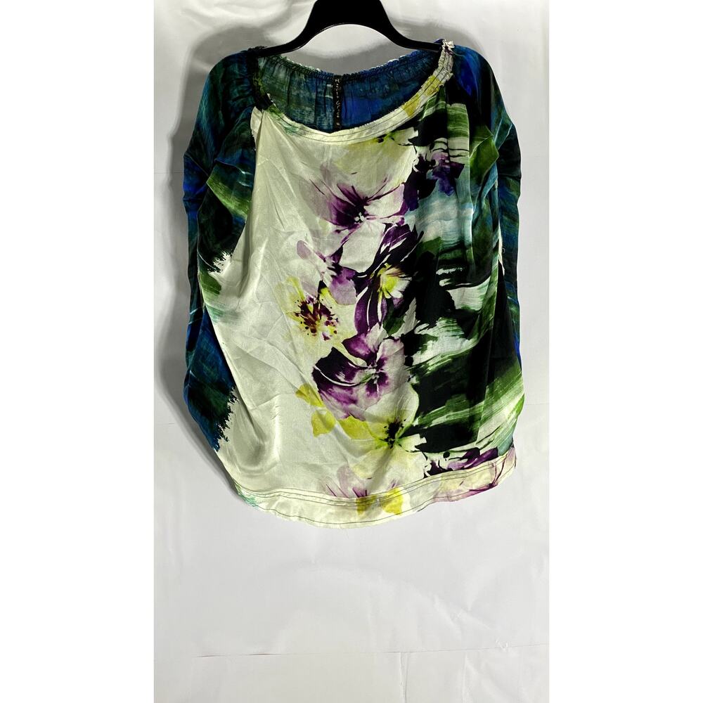 MANILA GRACE Women's Multicolor Floral Print Ruched Sleeveless Top SZ 46(US 12)